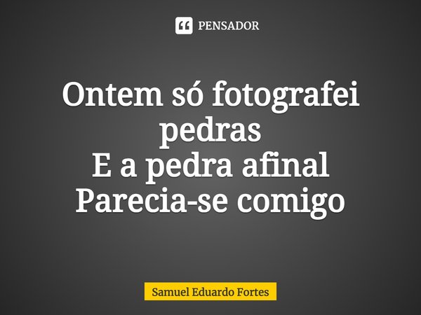 ⁠Ontem só fotografei pedras E a pedra afinal Parecia-se comigo... Frase de Samuel Eduardo Fortes.