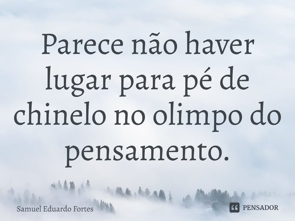 ⁠⁠Parece não haver lugar para pé de chinelo no olimpo do pensamento.... Frase de Samuel Eduardo Fortes.