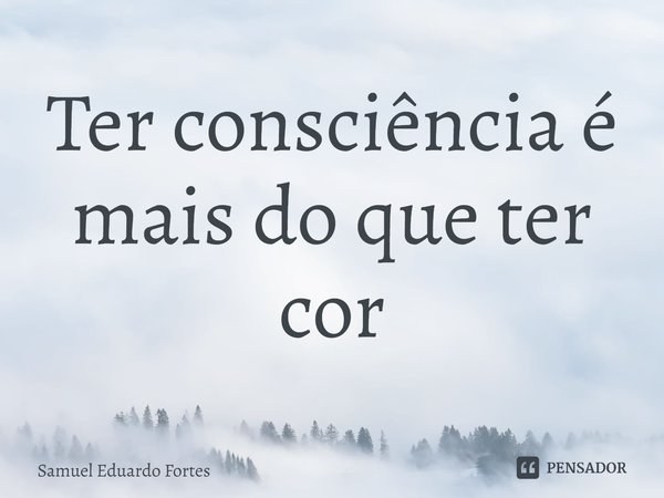 ⁠Ter consciência é mais do que ter cor... Frase de Samuel Eduardo Fortes.