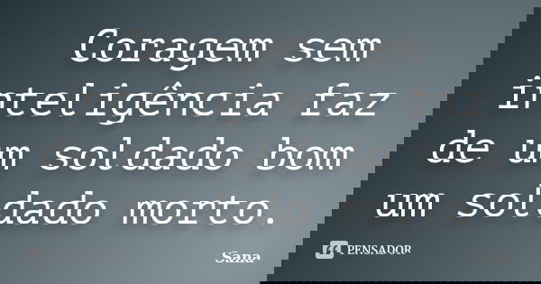 Coragem sem inteligência faz de um soldado bom um soldado morto.... Frase de Sana.