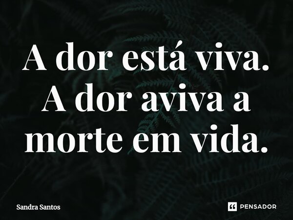 ⁠A dor está viva. A dor aviva a morte em vida.... Frase de Sandra Santos.