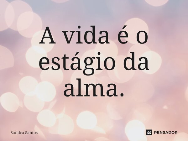 ⁠⁠A vida é o estágio da alma.... Frase de Sandra Santos.