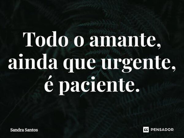 ⁠Todo o amante, ainda que urgente, é paciente.... Frase de Sandra Santos.