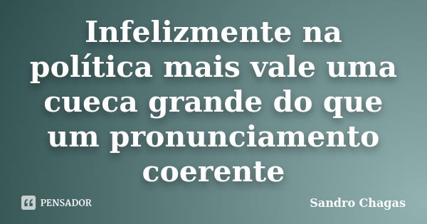 Infelizmente na política mais vale uma cueca grande do que um pronunciamento coerente... Frase de Sandro Chagas.