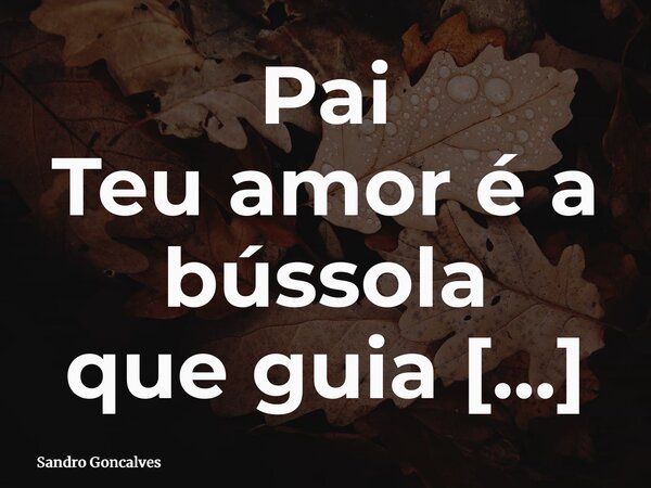 Pai Teu amor é a bússola que guia minhas escolhas e o rumo do meu coração.... Frase de Sandro Goncalves.