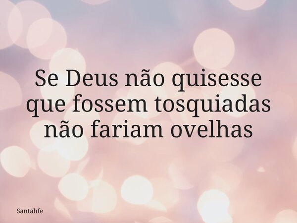 Se Deus não quisesse que fossem tosquiadas não fariam ovelhas... Frase de santahfe.
