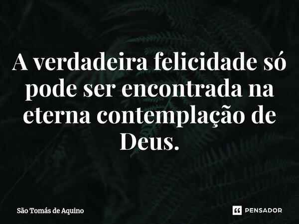 ⁠A verdadeira felicidade só pode ser encontrada na eterna contemplação de Deus.... Frase de São Tomás de Aquino.