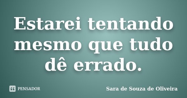 Estarei tentando mesmo que tudo dê errado.... Frase de Sara de Souza De Oliveira.