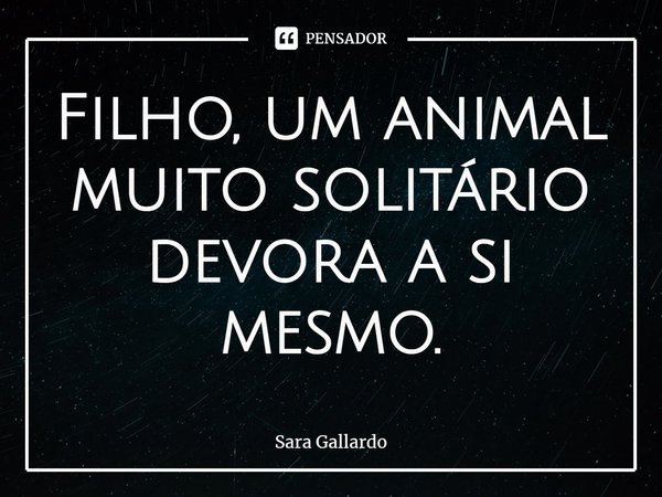 ⁠Filho, um animal muito solitário devora a si mesmo.... Frase de Sara Gallardo.