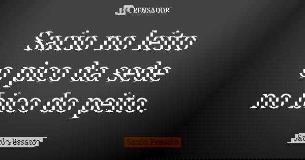 Sacio no leito
o pico da sede
no bico do peito.... Frase de Saulo Pessato.