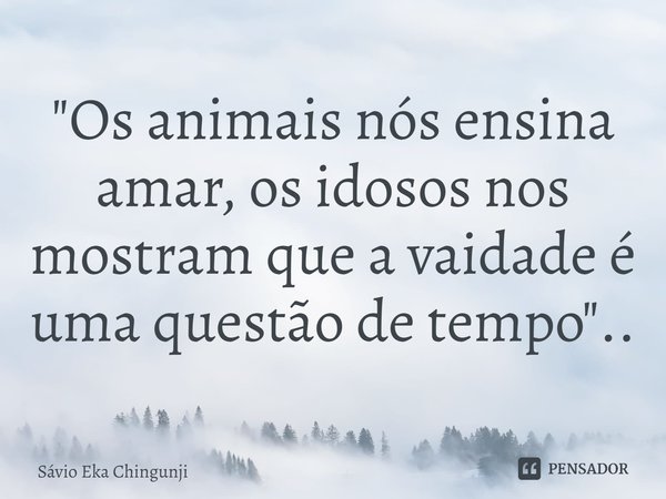 ⁠"Os animais nós ensina amar, os idosos nos mostram que a vaidade é uma questão de tempo"..... Frase de Sávio Eka Chingunji.