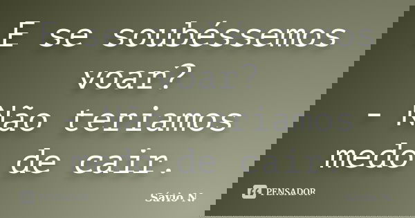 E se soubéssemos voar? - Não teriamos medo de cair.... Frase de Sávio N..