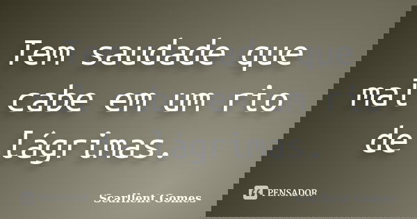 Tem saudade que mal cabe em um rio de lágrimas.... Frase de Scarllent Gomes.