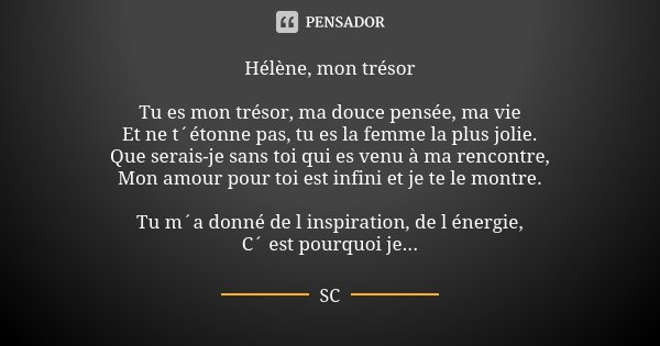 Helene Mon Tresor Tu Es Mon Tresor Sc