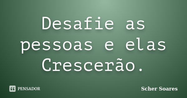 Desafie as pessoas e elas Crescerão.... Frase de Scher Soares.