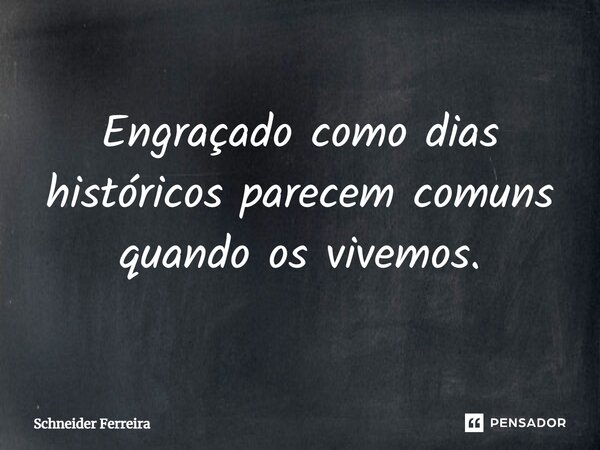 Engraçado como dias históricos parecem comuns quando os vivemos.... Frase de Schneider Ferreira.