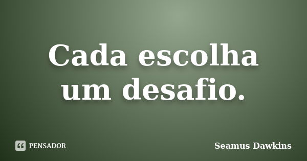 Cada escolha um desafio.... Frase de Seamus Dawkins.