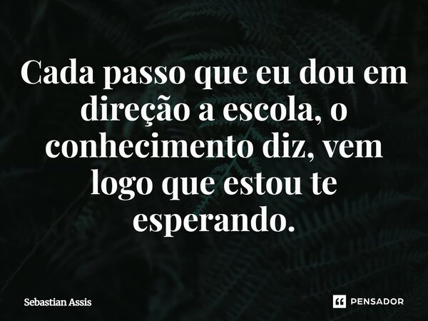 ⁠Cada passo que eu dou em direção a escola, o conhecimento diz, vem logo que estou te esperando.... Frase de Sebastian Assis.