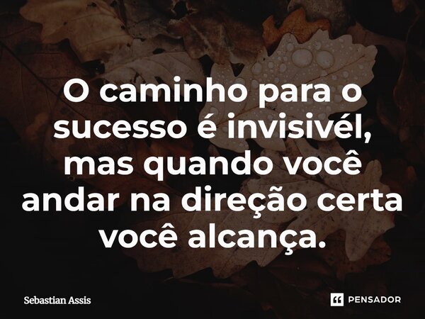 ⁠O caminho para o sucesso é invisivél, mas quando você andar na direção certa você alcança.⁠... Frase de Sebastian Assis.