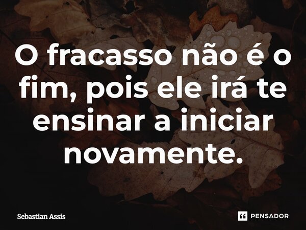 O fracasso não é o fim, pois ele irá te ensinar a iniciar novamente.⁠... Frase de Sebastian Assis.