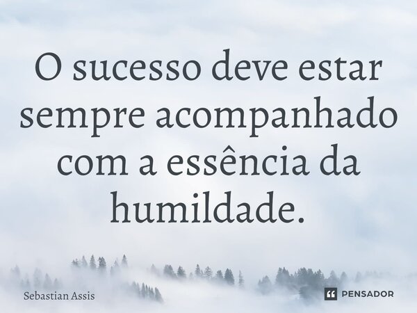 O sucesso deve estar sempre acompanhado com a essência da humildade.⁠... Frase de Sebastian Assis.