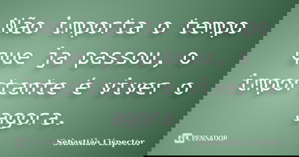 Não importa o tempo que ja passou, o importante é viver o agora.... Frase de Sebastião Lispector.