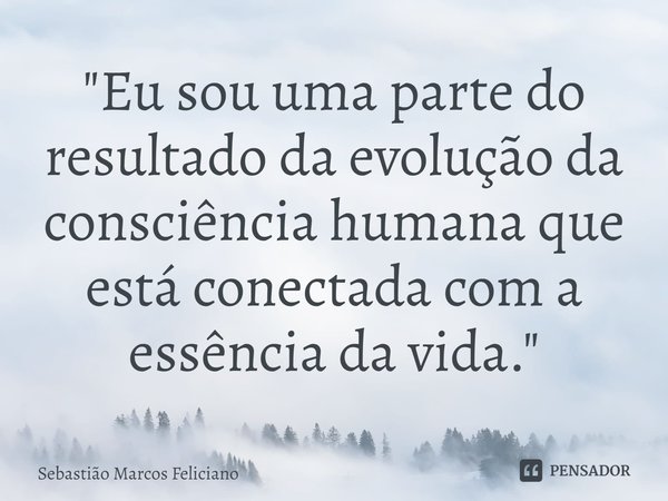 "Eu sou uma parte do resultado da evolução da consciência humana que está conectada com a essência da vida."⁠⁠... Frase de Sebastião Marcos Feliciano.
