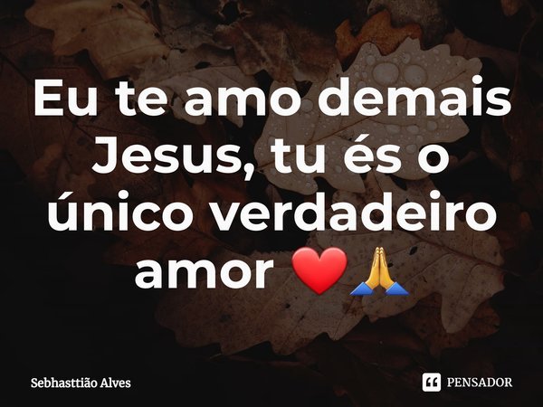 ⁠Eu te amo demais Jesus, tu és o único verdadeiro amor ❤🙏... Frase de Sebhasttião Alves.