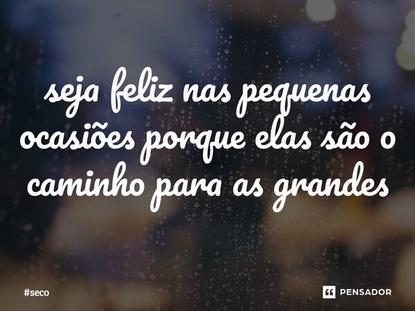 ⁠seja feliz nas pequenas ocasiões porque elas são o caminho para as grandes... Frase de seco.