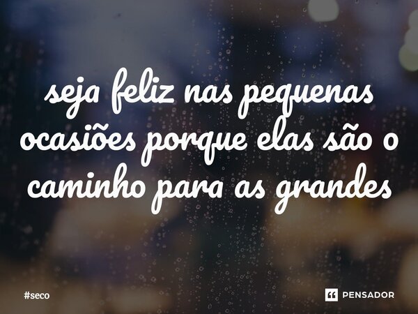 ⁠seja feliz nas pequenas ocasiões porque elas são o caminho para as grandes... Frase de seco.