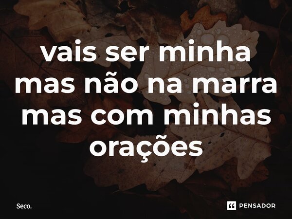 ⁠vais ser minha mas não na marra mas com minhas orações... Frase de Seco..