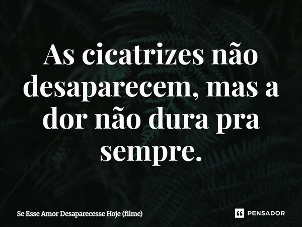 ⁠As cicatrizes não desaparecem, mas a dor não dura pra sempre.... Frase de Se Esse Amor Desaparecesse Hoje (filme).