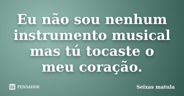 Eu não sou nenhum instrumento musical mas tú tocaste o meu coração.... Frase de Seixas matula.