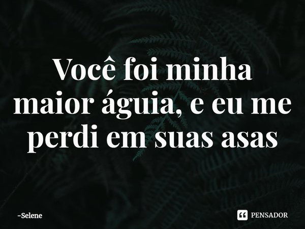 ⁠Você foi minha maior águia, e eu me perdi em suas asas... Frase de Selene.