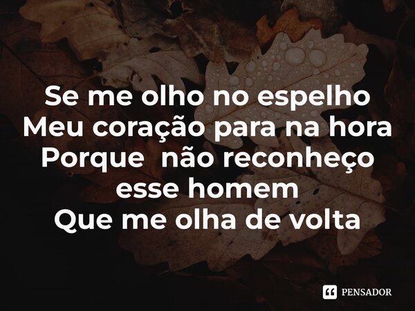 ⁠Se me olho no espelho Meu coração para na hora Porque não reconheço esse homem Que me olha de volta