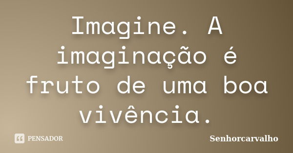 Imagine. A imaginação é fruto de uma boa vivência.... Frase de SenhorCarvalho.