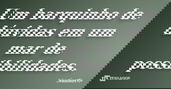 Um barquinho de dúvidas em um mar de possibilidades.... Frase de SenhorPs.