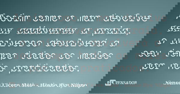Assim como o mar devolve seus cadáveres a praia, o universo devolverá a seu tempo todos os males por nós praticados.... Frase de Sensei Cícero Melo  Hosho Ryu Ninpo.