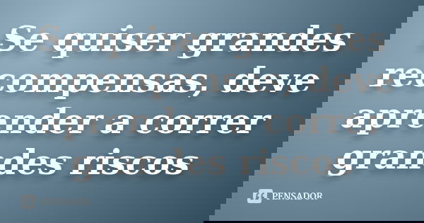 Se quiser grandes recompensas, deve aprender a correr grandes riscos