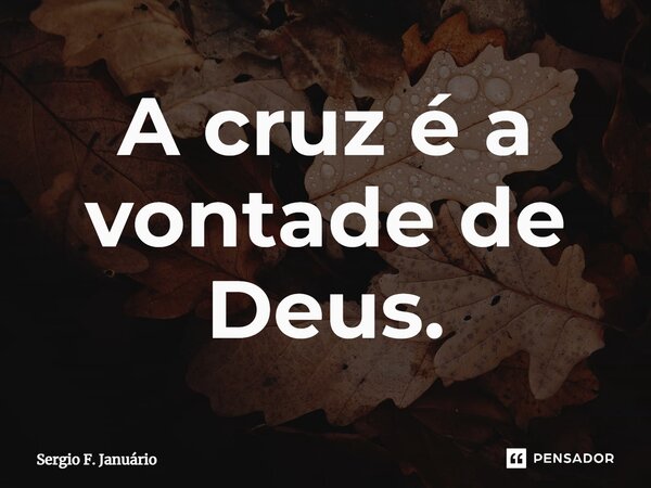 ⁠A cruz é a vontade de Deus.... Frase de Sergio F. Januario.