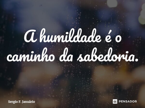 ⁠A humildade é o caminho da sabedoria.... Frase de Sergio F. Januario.