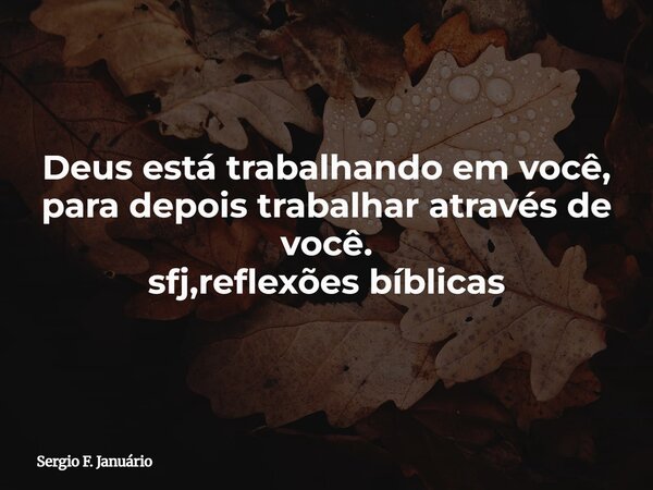 Deus está trabalhando em você, para depois trabalhar através de você. sfj,reflexões bíblicas⁠... Frase de Sergio F. Januário.