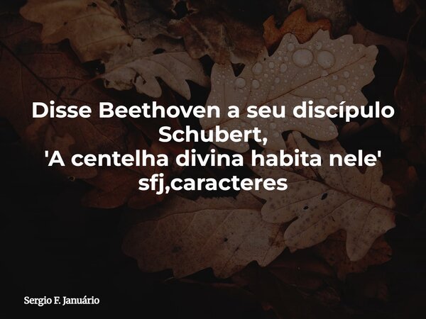 Disse Beethoven a seu discípulo Schubert, 'A centelha divina habita nele' sfj,caracteres⁠... Frase de Sergio F. Januário.