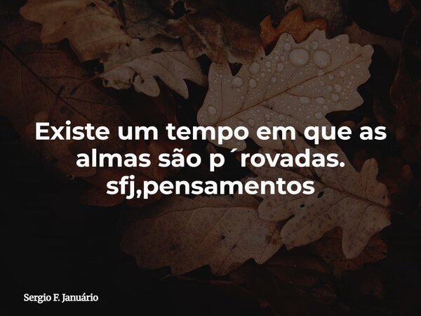 Existe um tempo em que as almas são p´rovadas. sfj,pensamentos⁠... Frase de Sergio F. Januário.