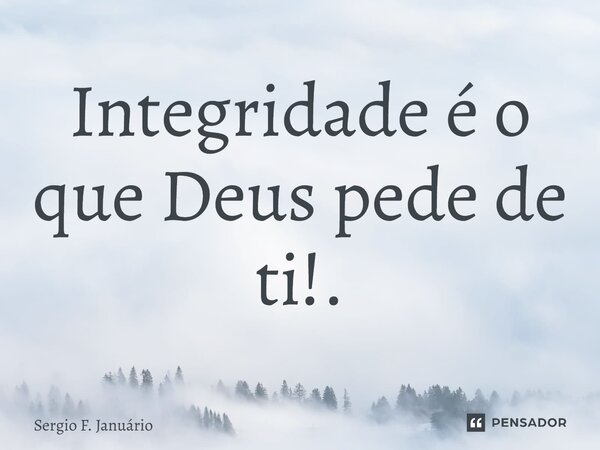 ⁠Integridade é o que Deus pede de ti!.... Frase de Sergio F. Januario.