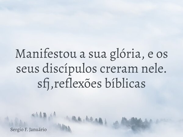 Manifestou a sua glória, e os seus discípulos creram nele. sfj,reflexões bíblicas⁠... Frase de Sergio F. Januário.