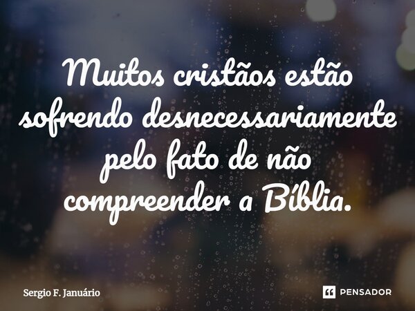 ⁠Muitos cristãos estão sofrendo desnecessariamente pelo fato de não compreender a Bíblia.... Frase de Sergio F. Januario.