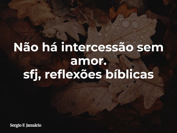 Não há intercessão sem amor. sfj, reflexões bíblicas⁠... Frase de Sergio F. Januário.