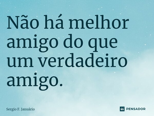 ⁠Não há melhor amigo do que um verdadeiro amigo.... Frase de Sergio F. Januario.