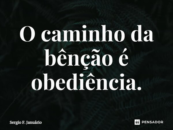 ⁠O caminho da bênção é obediência.... Frase de Sergio F. Januario.